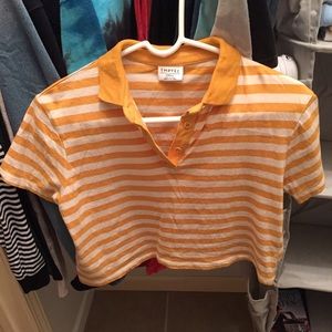 Mustard yellow striped crop top